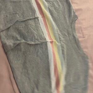 Hollister Gray Tee with Pastel Stripes